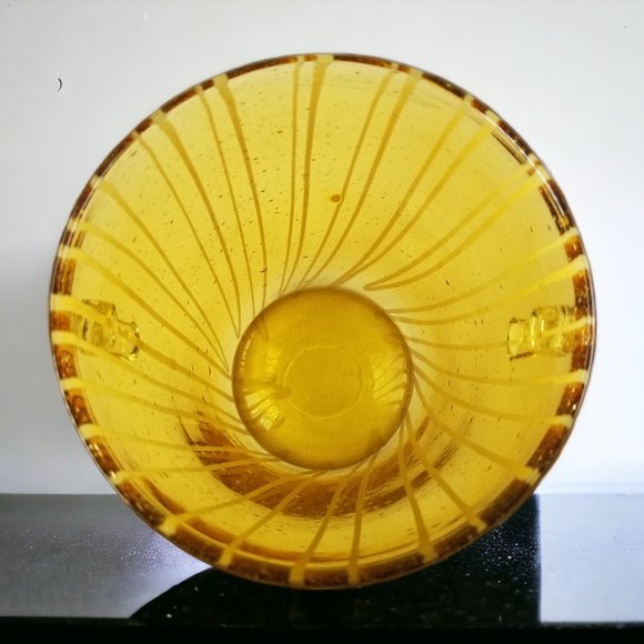 Murano Italian Ice Bin Venini for Disaronno, Handblown Art Glass, Amber & White - Picture 4 of 12